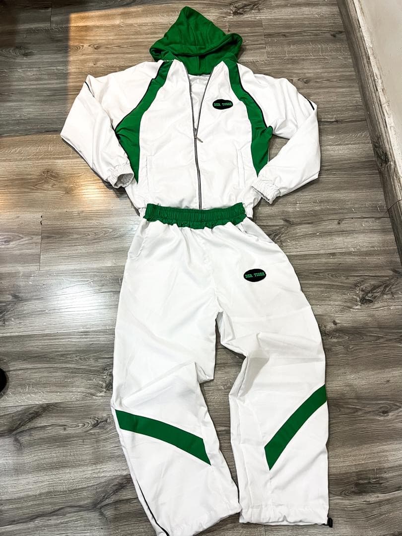 Green & White Two-Piece Tracksuit