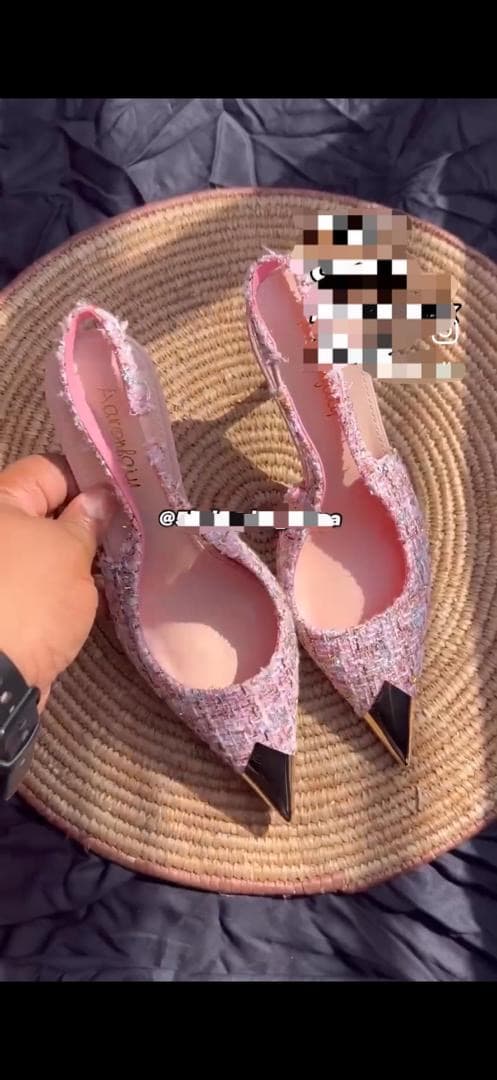 Pink covered heels